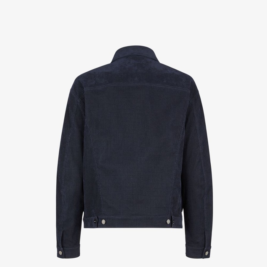 Herren Fendi Mantel Und Oberbekleidung | Blouson Aus Blauem Denim