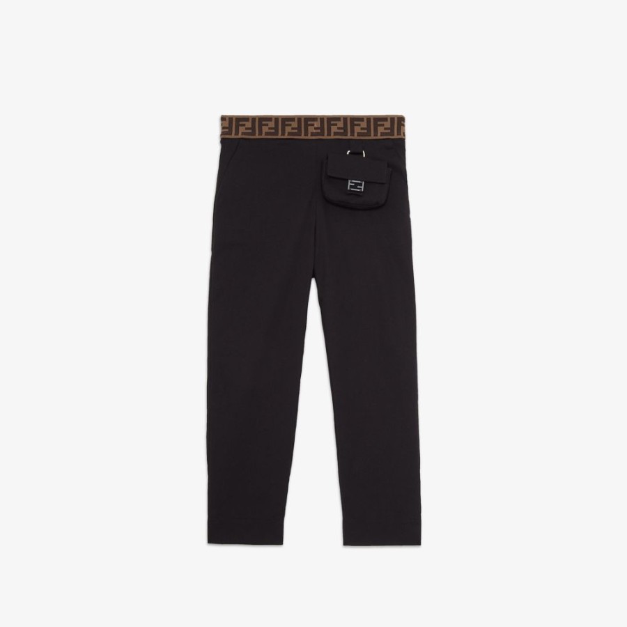 Kids Fendi Ready To Wear | Junior-Hose Aus Stretch-Gabardine In Schwarz