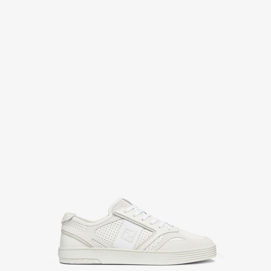 Herren Fendi Sneakers | Low-Top-Sneaker Aus Leder In Weis