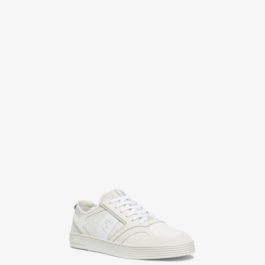 Herren Fendi Sneakers | Low-Top-Sneaker Aus Leder In Weis