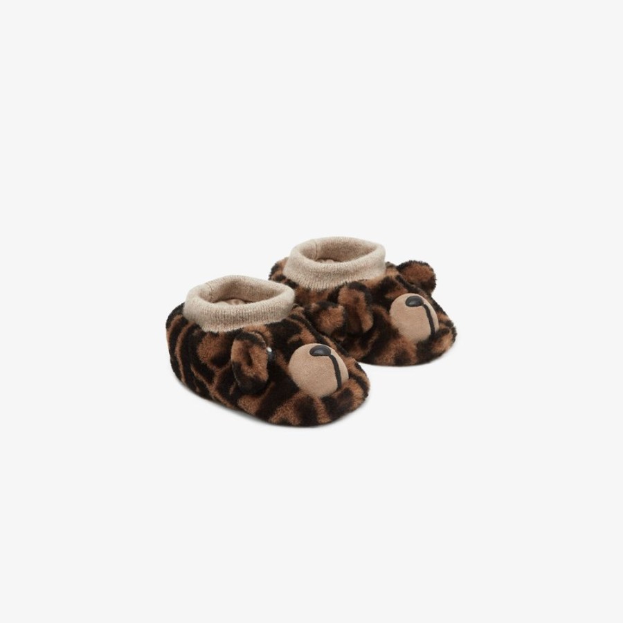 Kids Fendi Baby Madchen | Baby-Pantoffeln Aus Lammfell Mit Logo Fendi