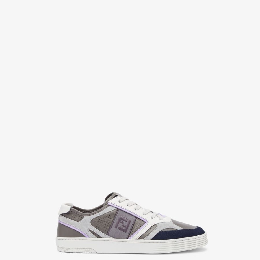 Herren Fendi Sneakers | Low-Top Aus Leder In Grau