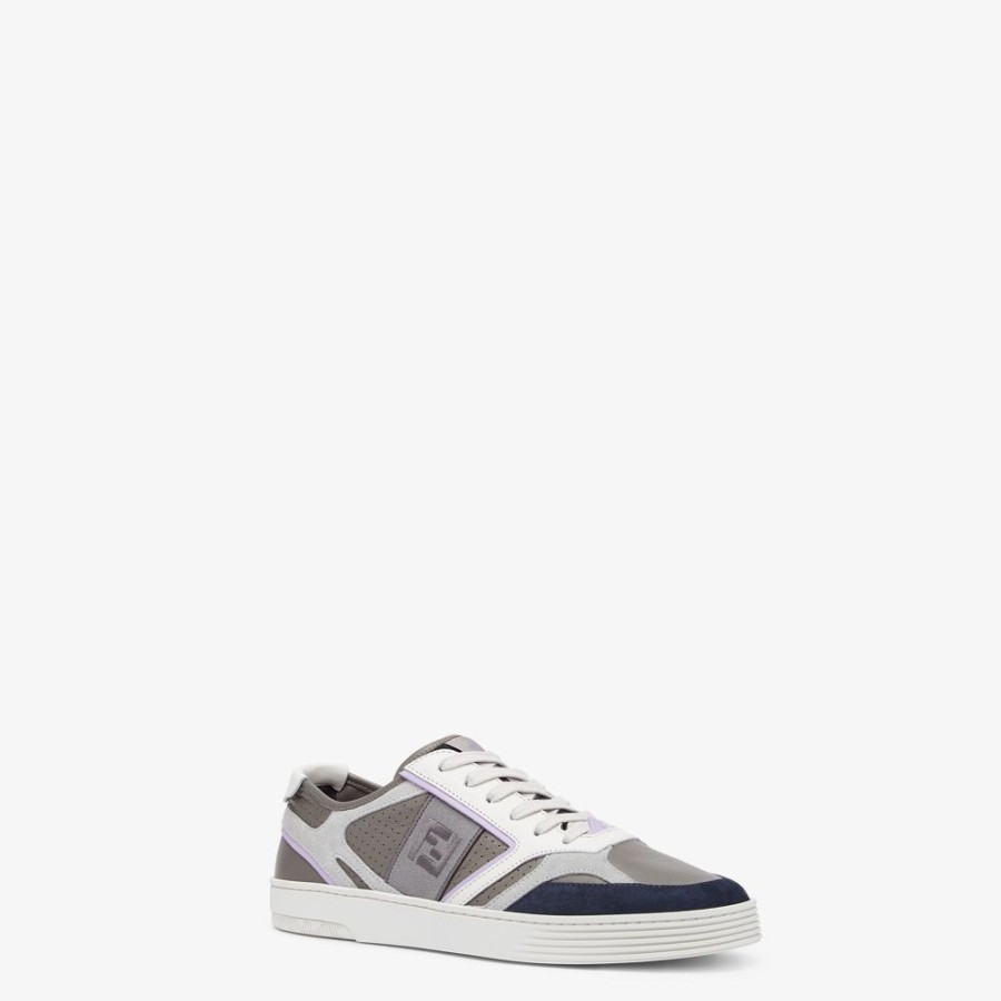 Herren Fendi Sneakers | Low-Top Aus Leder In Grau