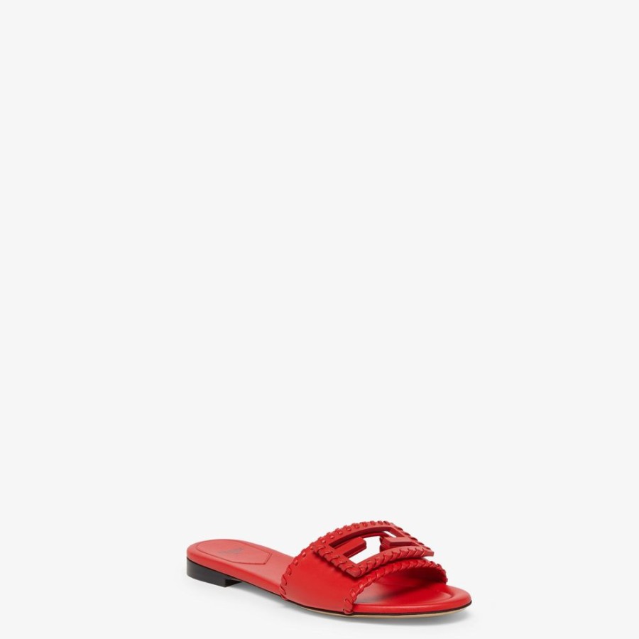 Damen Fendi Pantoletten Und Sandalen | Pantoletten Aus Leder In Rot