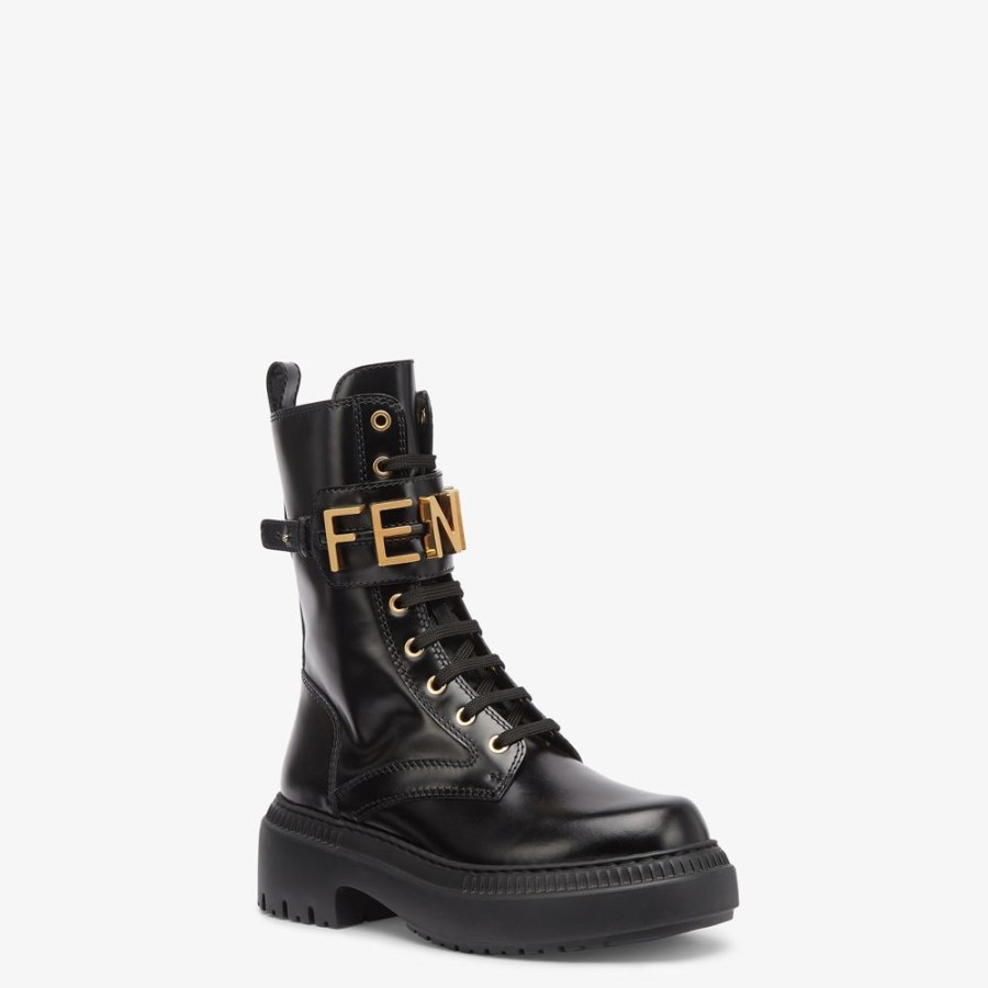 Damen Fendi Stiefel Und Stiefeletten | Bikerstiefel Aus Leder In Schwarz