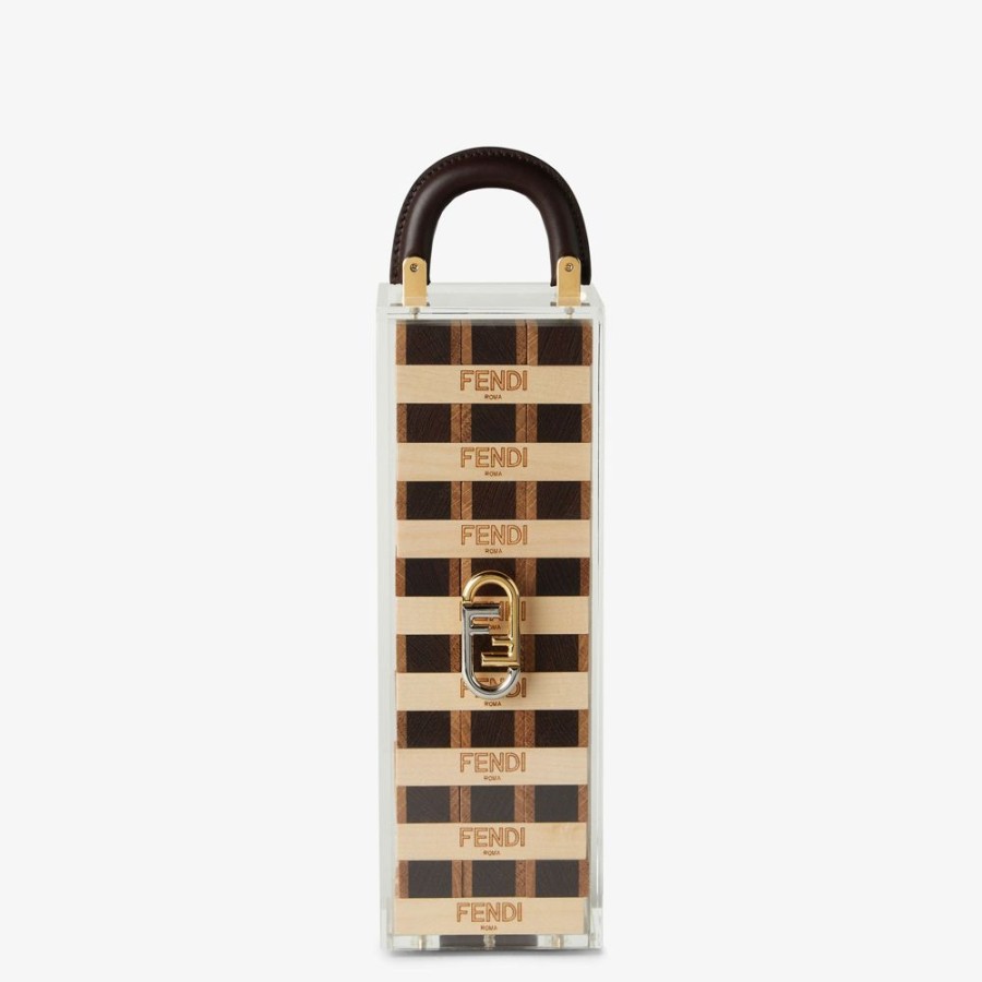 Home Decor & Lifestyle Fendi Lifestyle | Box Aus Plexiglas Und Braunem Leder