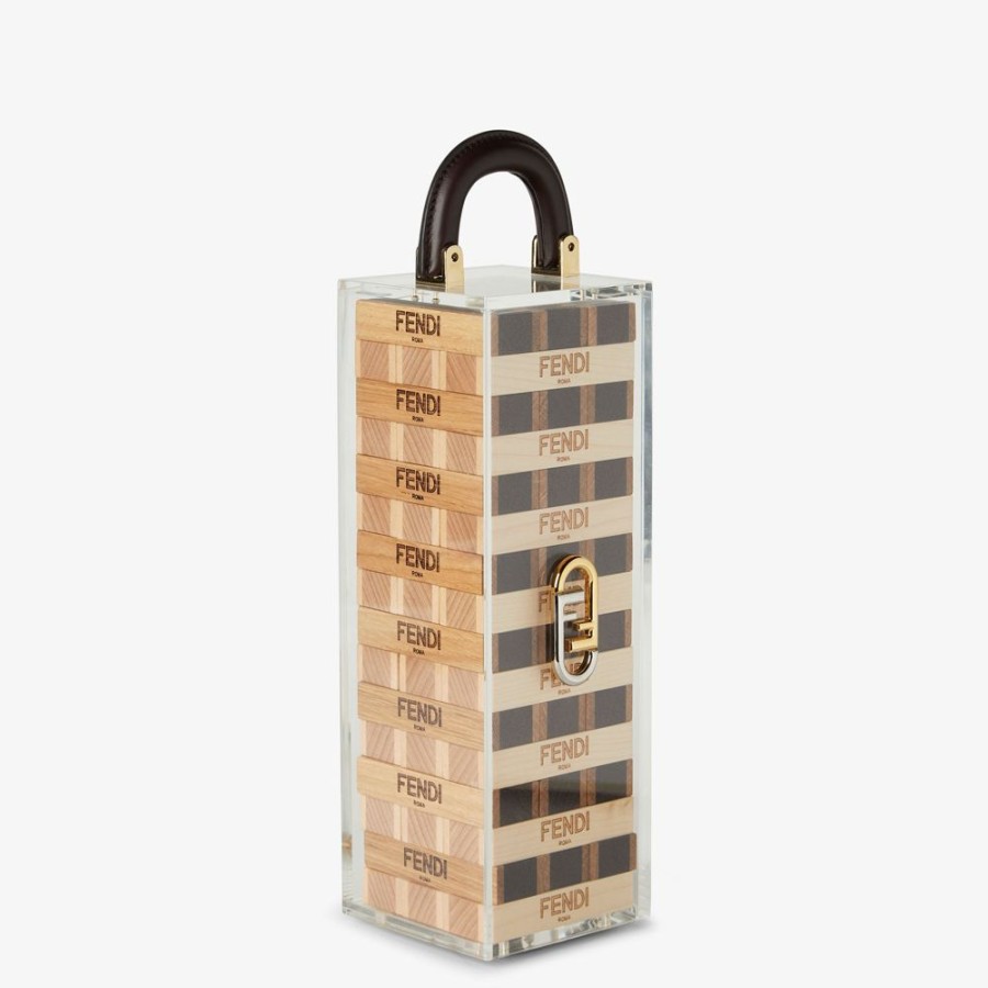 Home Decor & Lifestyle Fendi Lifestyle | Box Aus Plexiglas Und Braunem Leder