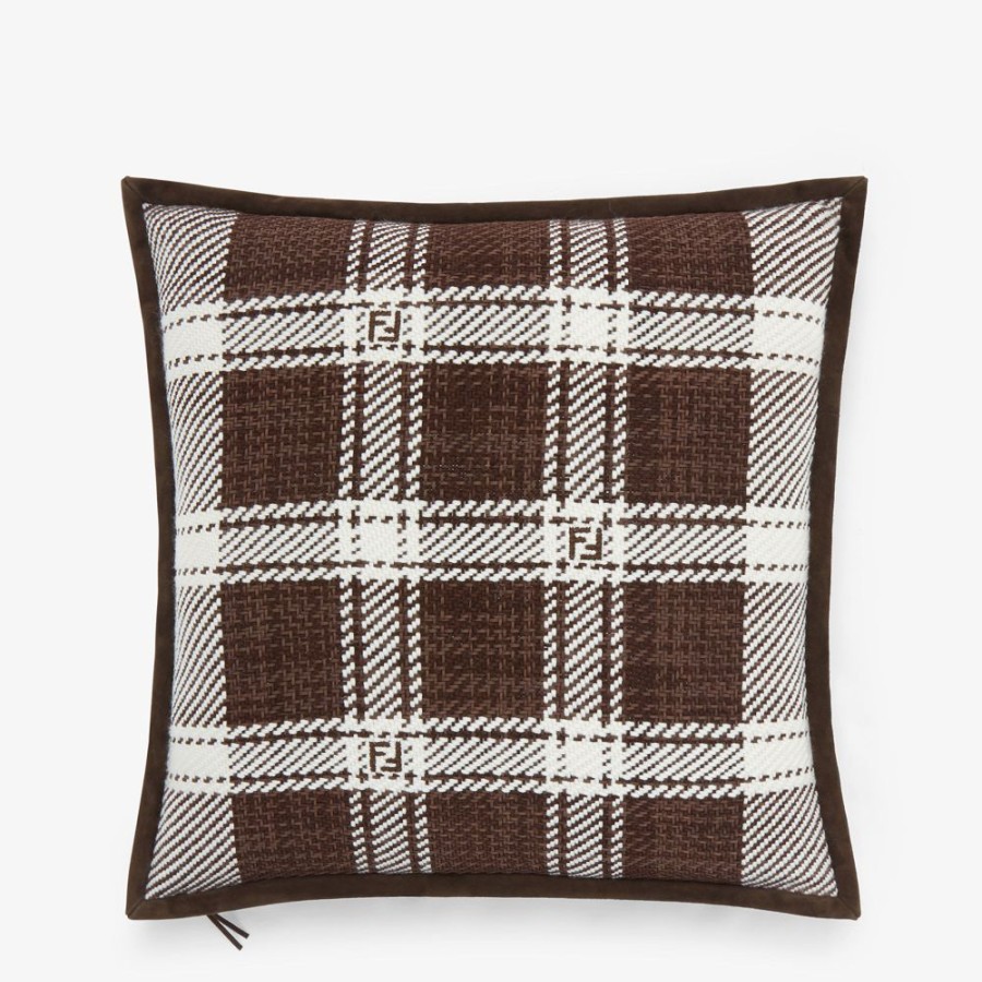 Home Decor & Lifestyle Fendi Textile Accessoires | Kissen Aus Geflochtenem Leder In Dunkelbraun