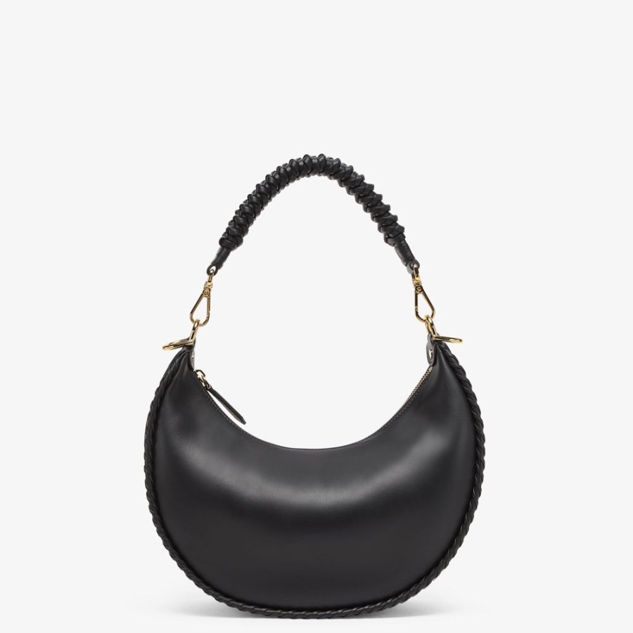 Damen Fendi Schulter- Und Crossbody-Taschen | Tasche Aus Leder In Schwarz Mit Farblich Abgestimmten Ziernahten