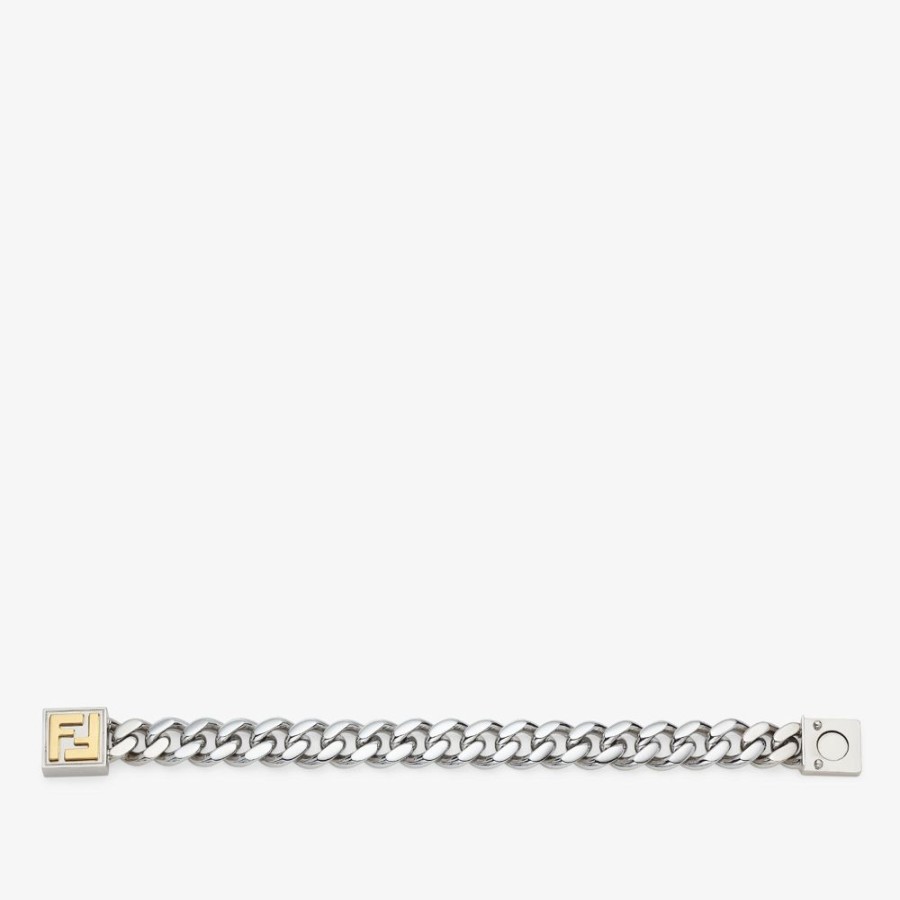 Herren Fendi Armbander | Armband In Palladium- Und Goldfarbe