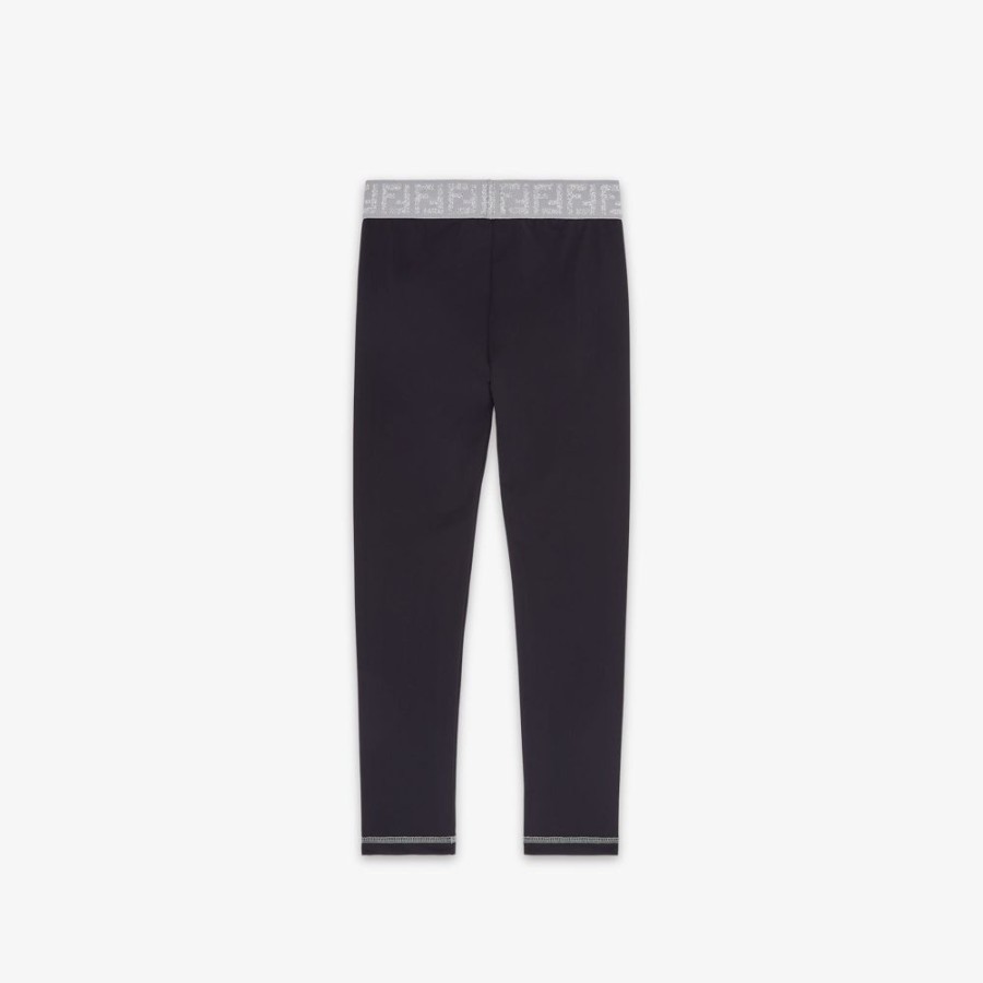 Kids Fendi Ready To Wear | Junior-Leggings Aus Lycra In Schwarz