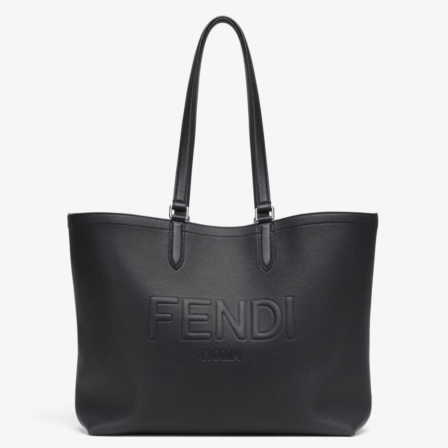 Herren Fendi Tote Taschen | Tasche Aus Leder In Schwarz