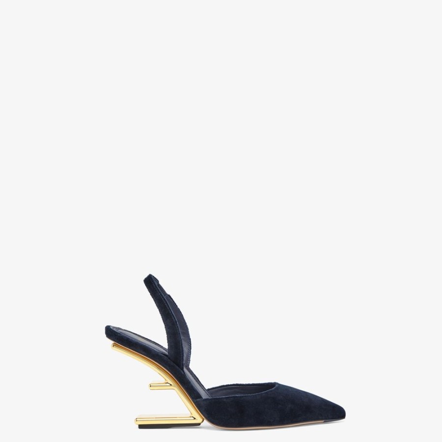 Damen Fendi Pumps Und Slingbacks | Slingback Mit Hohem Absatz Aus Samt In Blau