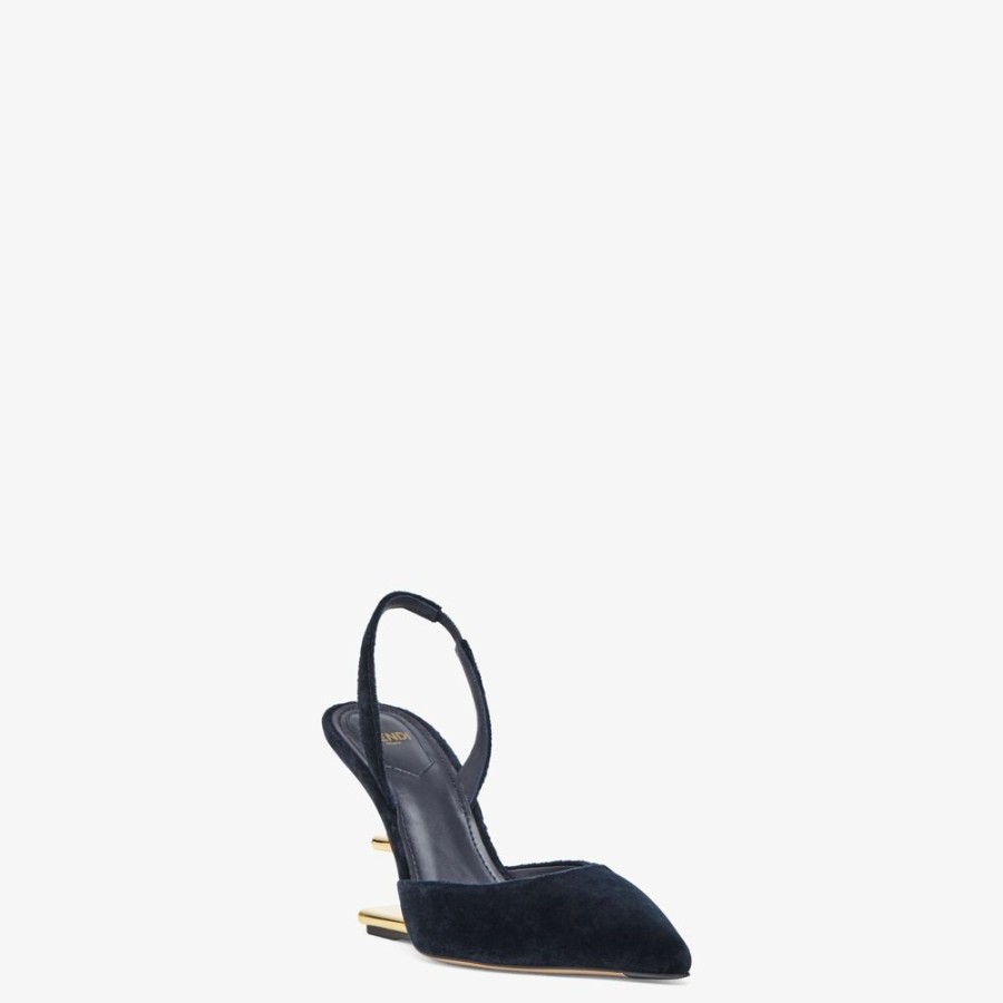 Damen Fendi Pumps Und Slingbacks | Slingback Mit Hohem Absatz Aus Samt In Blau