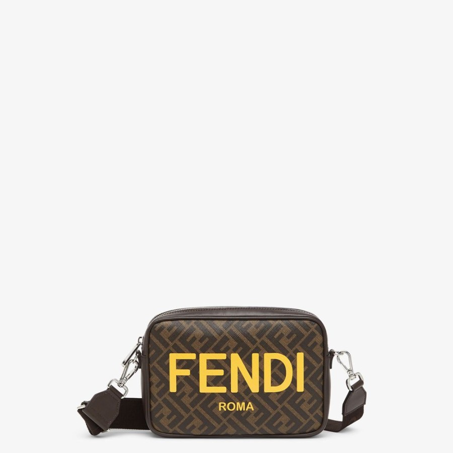 Herren Fendi Messenger Bags | Tasche Aus Ff-Stoff In Braun