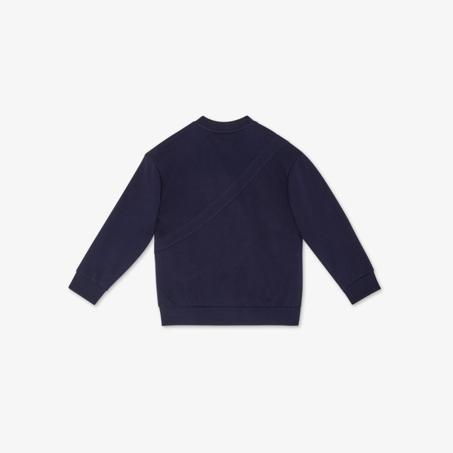 Kids Fendi Ready To Wear | Marineblaues Sweatshirt Mit Grosem Baguette-Detail