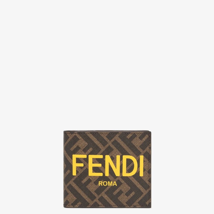 Herren Fendi Portemonnaies | Bifold-Form Aus Stoff In Braun