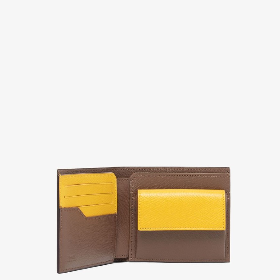 Herren Fendi Portemonnaies | Bifold-Form Aus Stoff In Braun