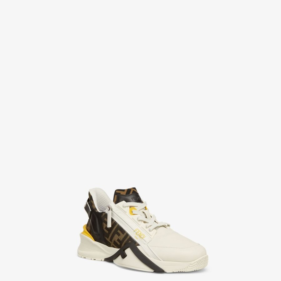 Herren Fendi Sneakers | Low-Top-Sneaker Aus Leder In Weis