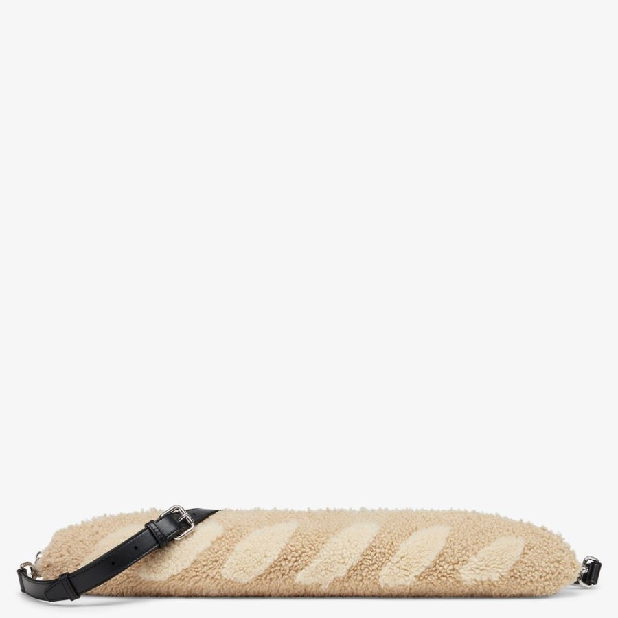 Herren Fendi Reise- Und Lifestyle-Accessoires | Pouch Aus Schaffell In Beige