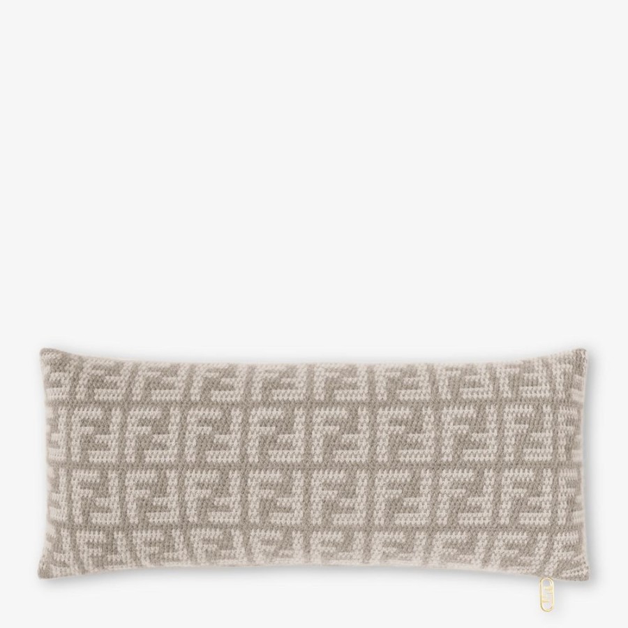 Home Decor & Lifestyle Fendi Textile Accessoires | Kissen Aus Kaschmir In Taube