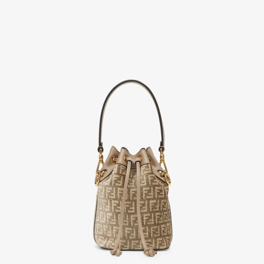 Damen Fendi Mini-Taschen | Mini Bag Aus Tapestry-Stoff In Taubengrau Mit Ff-Muster