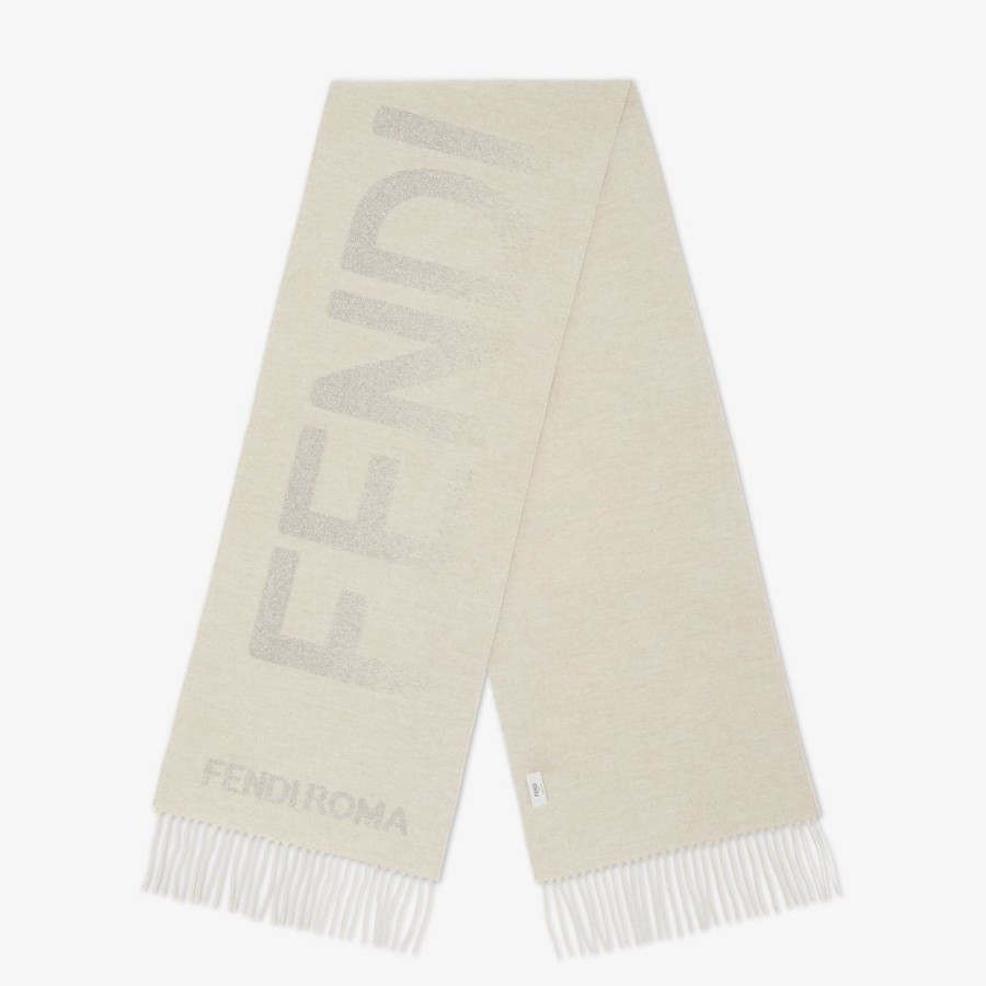 Damen Fendi Schals Und Ponchos | Schal Aus Wolle Und Kaschmir In Beige