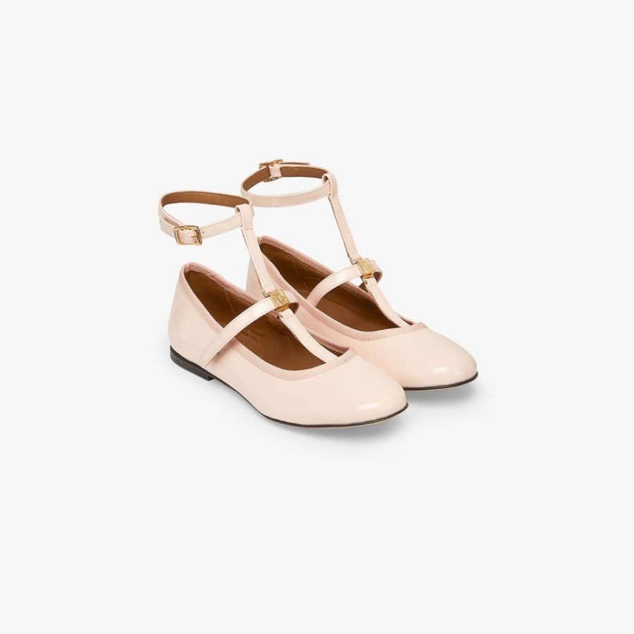 Kids Fendi Schuhe | Junior-Ballerinas Aus Lackleder In Rosa