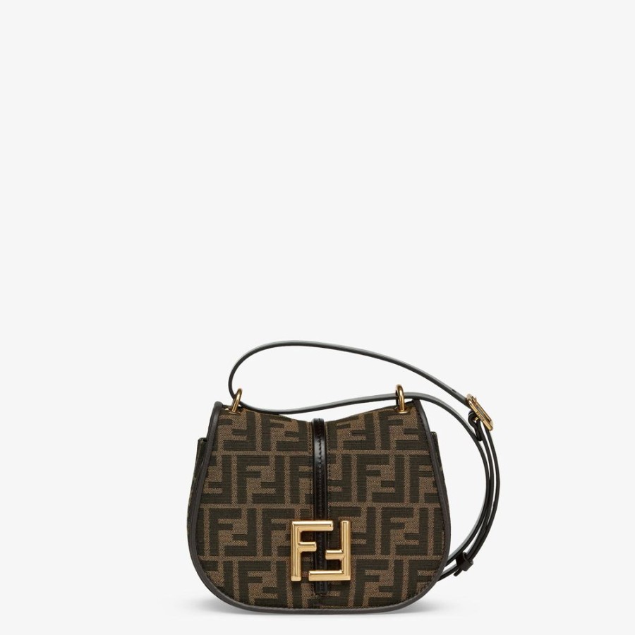 Damen Fendi Schulter- Und Crossbody-Taschen | Tasche Aus Jacquardgewebe Mit Ff-Muster In Braun