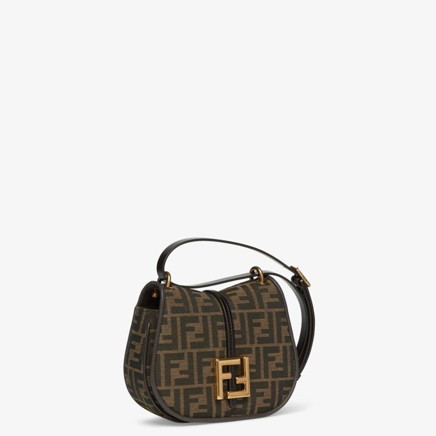 Damen Fendi Schulter- Und Crossbody-Taschen | Tasche Aus Jacquardgewebe Mit Ff-Muster In Braun