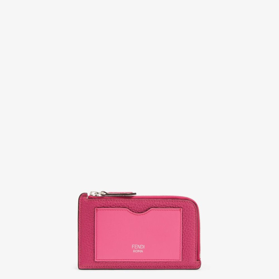 Damen Fendi Kartenetuis Und Kleine Accessoires | Kartenetui Aus Zweifarbigem Leder In Fuchsia Und Dunkelrosa