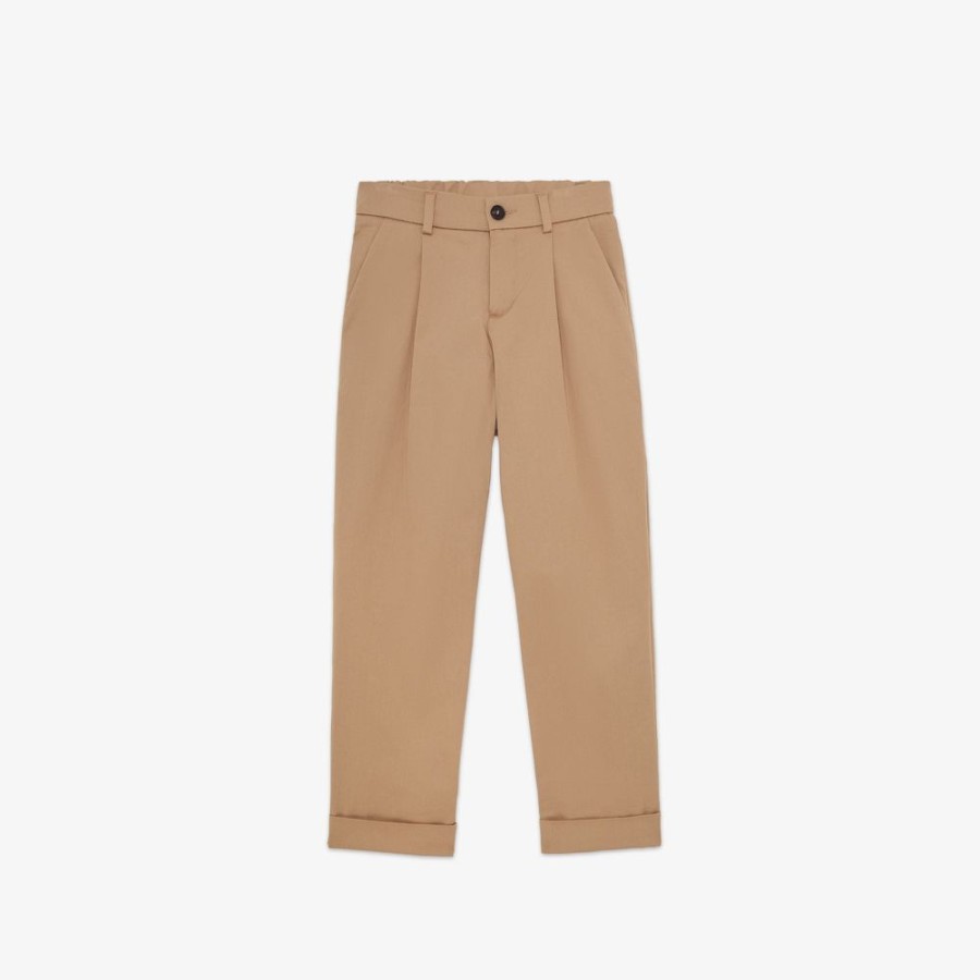 Kids Fendi Ready To Wear | Junior-Hose Aus Stretch-Gabardine In Beige