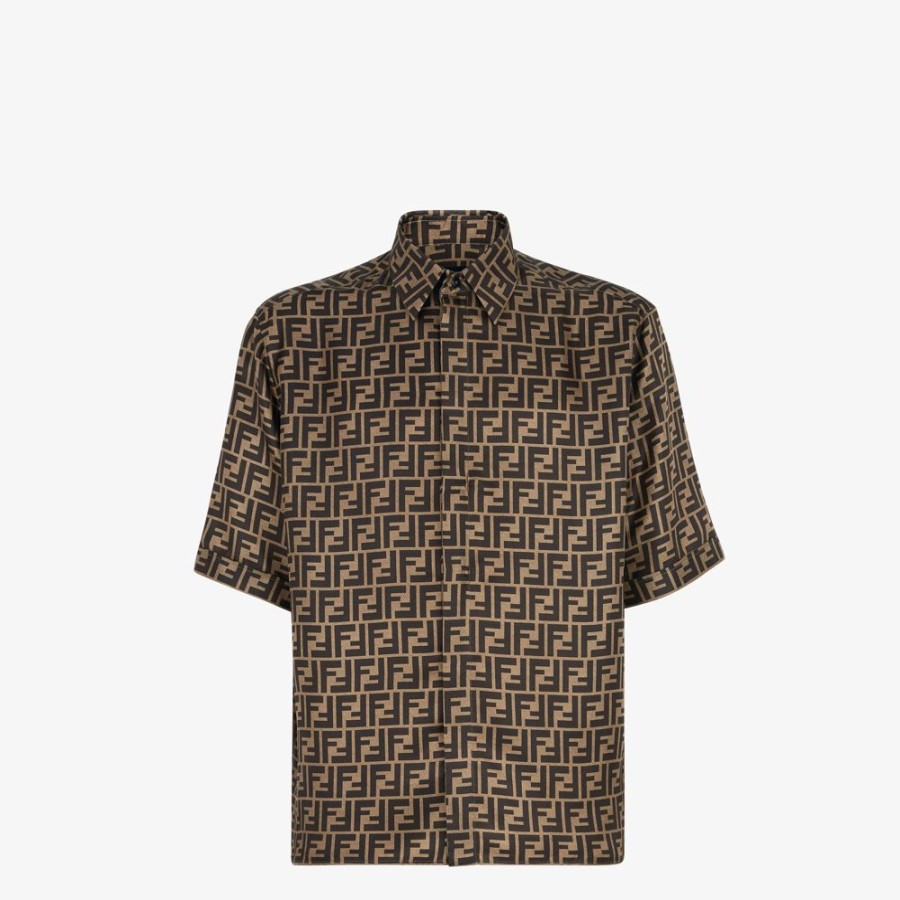 Herren Fendi Hemden | Bluse Aus Seide In Braun