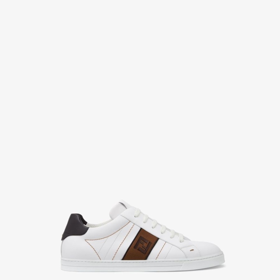 Herren Fendi Sneakers | Niedriger Sneaker Aus Leder In Weis