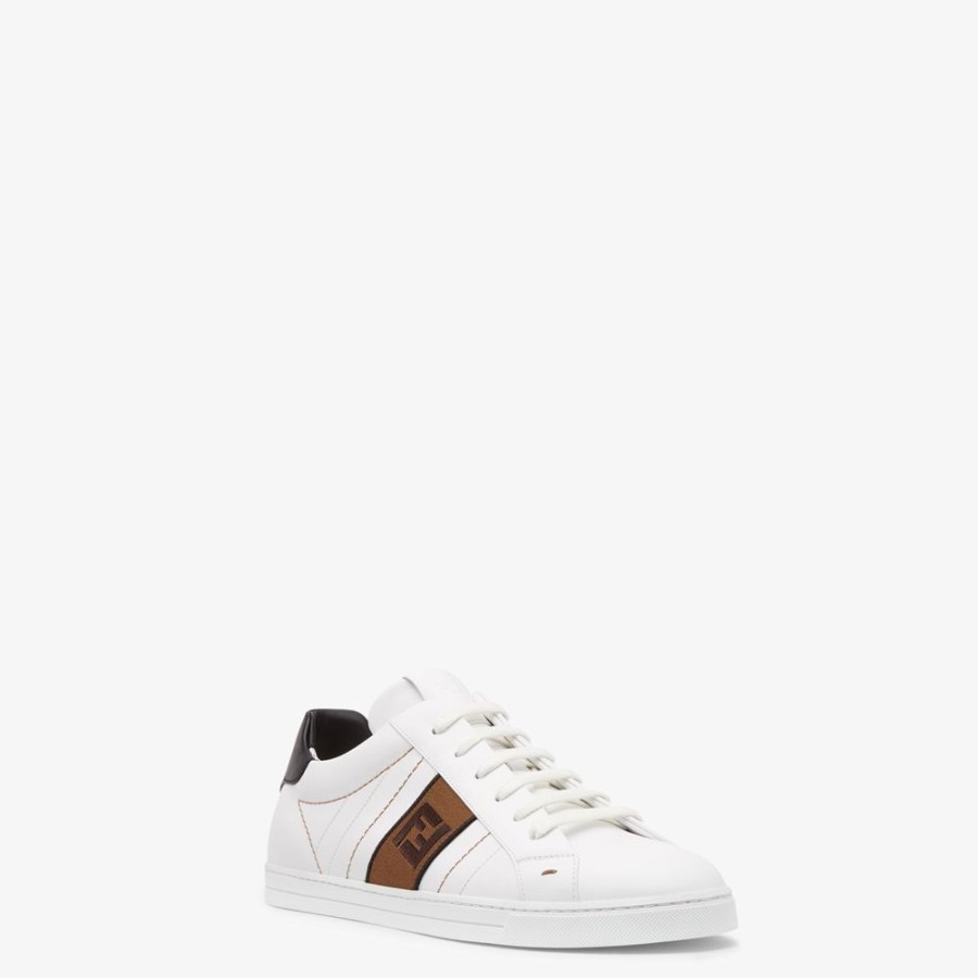 Herren Fendi Sneakers | Niedriger Sneaker Aus Leder In Weis