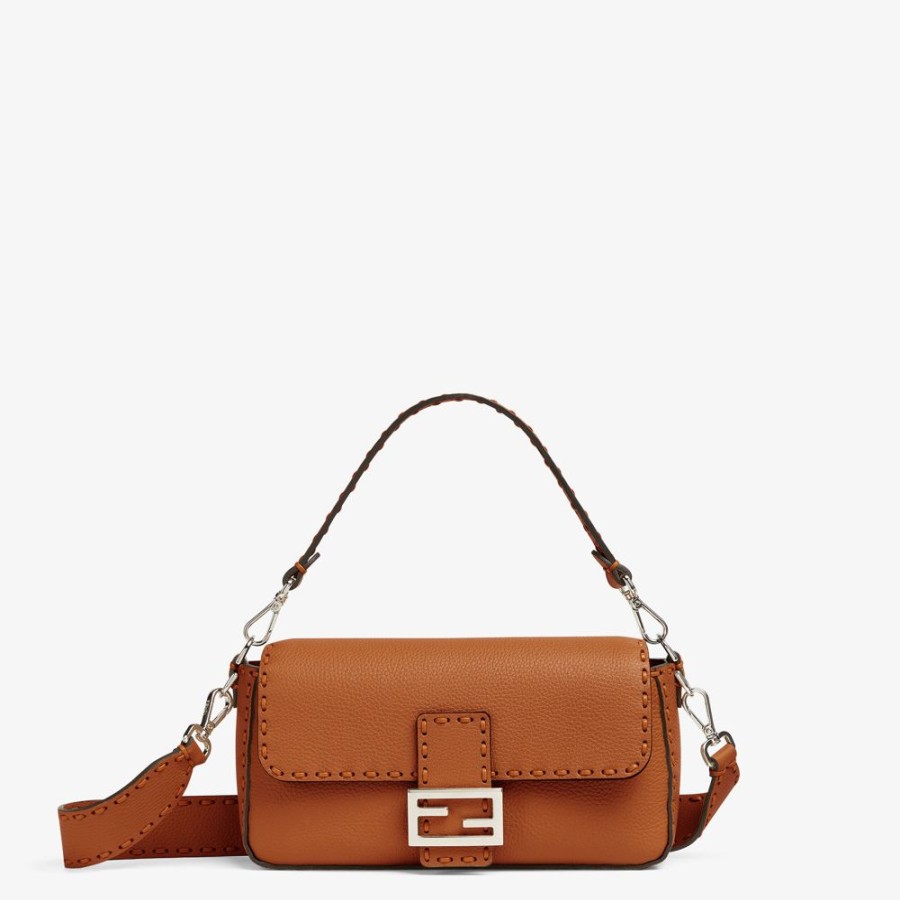 Damen Fendi Schulter- Und Crossbody-Taschen | Tasche Selleria In Braun Mit Makro-Ziernahten