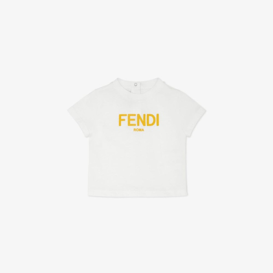 Kids Fendi Baby Junge | Fendi Roma T-Shirt Aus Weisem Jersey