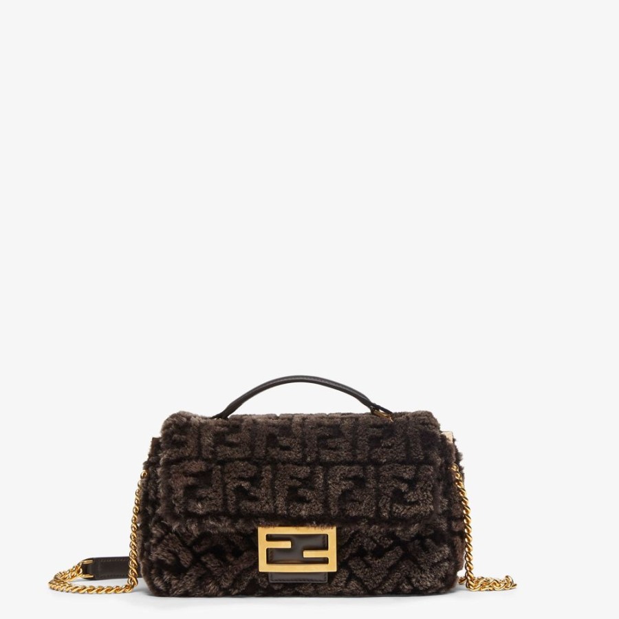 Damen Fendi Schulter- Und Crossbody-Taschen | Tasche Aus Schafsleder In Dunkelbraun Mit Ff-Muster