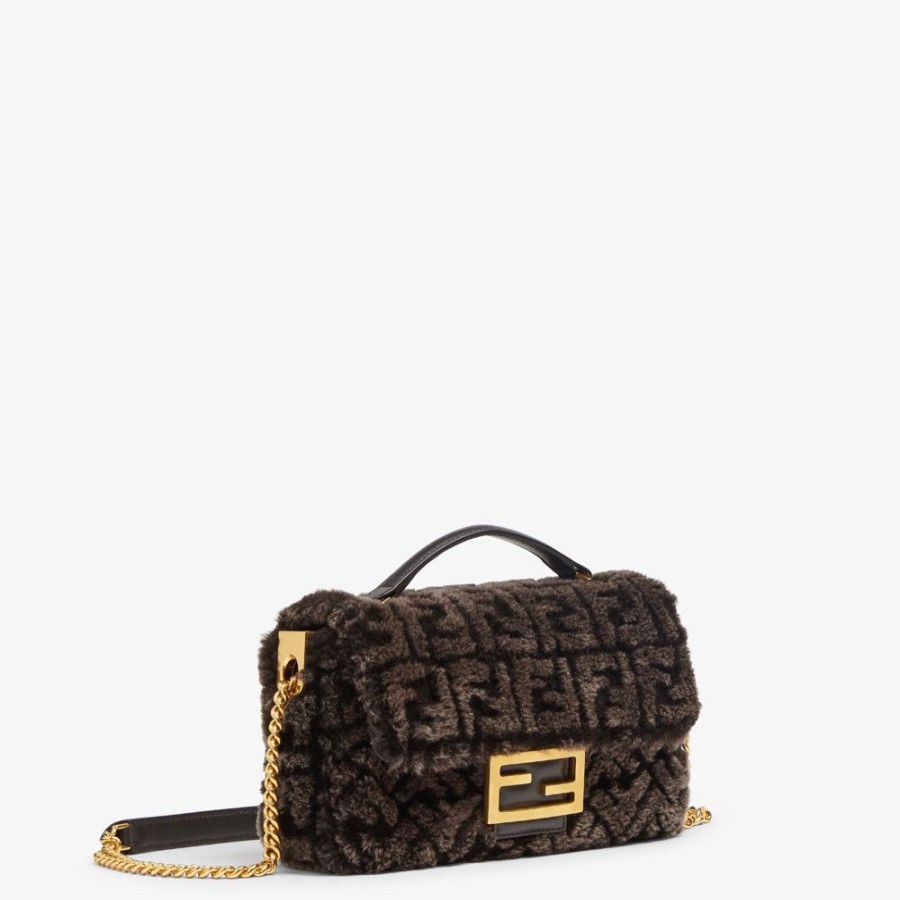 Damen Fendi Schulter- Und Crossbody-Taschen | Tasche Aus Schafsleder In Dunkelbraun Mit Ff-Muster