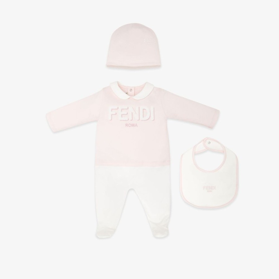 Kids Fendi Baby Junge | Fendi Roma Set Aus Rosafarbenem Jersey