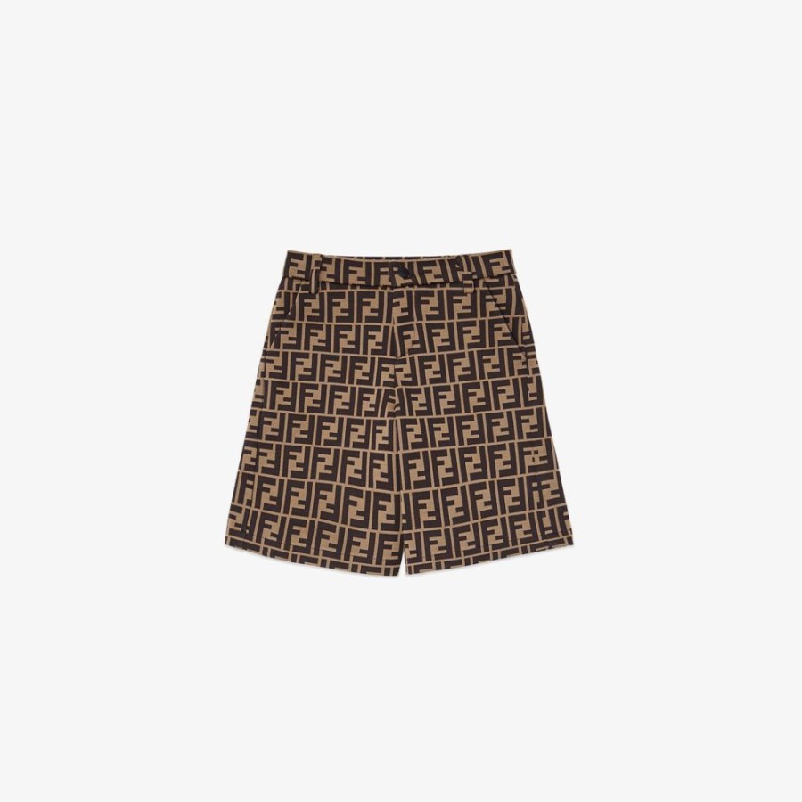 Kids Fendi Ready To Wear | Bermudas Aus Schwerem Baumwolljersey In Tabakbraun