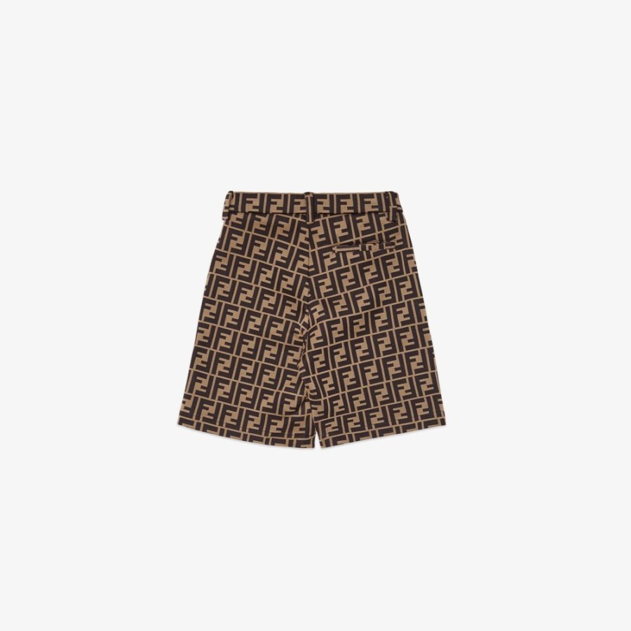 Kids Fendi Ready To Wear | Bermudas Aus Schwerem Baumwolljersey In Tabakbraun