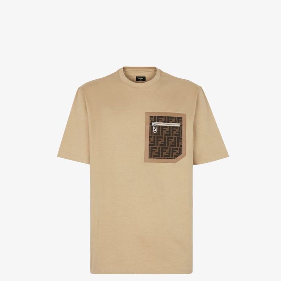 Herren Fendi T-Shirts Und Poloshirts | T-Shirt Aus Jersey In Beige