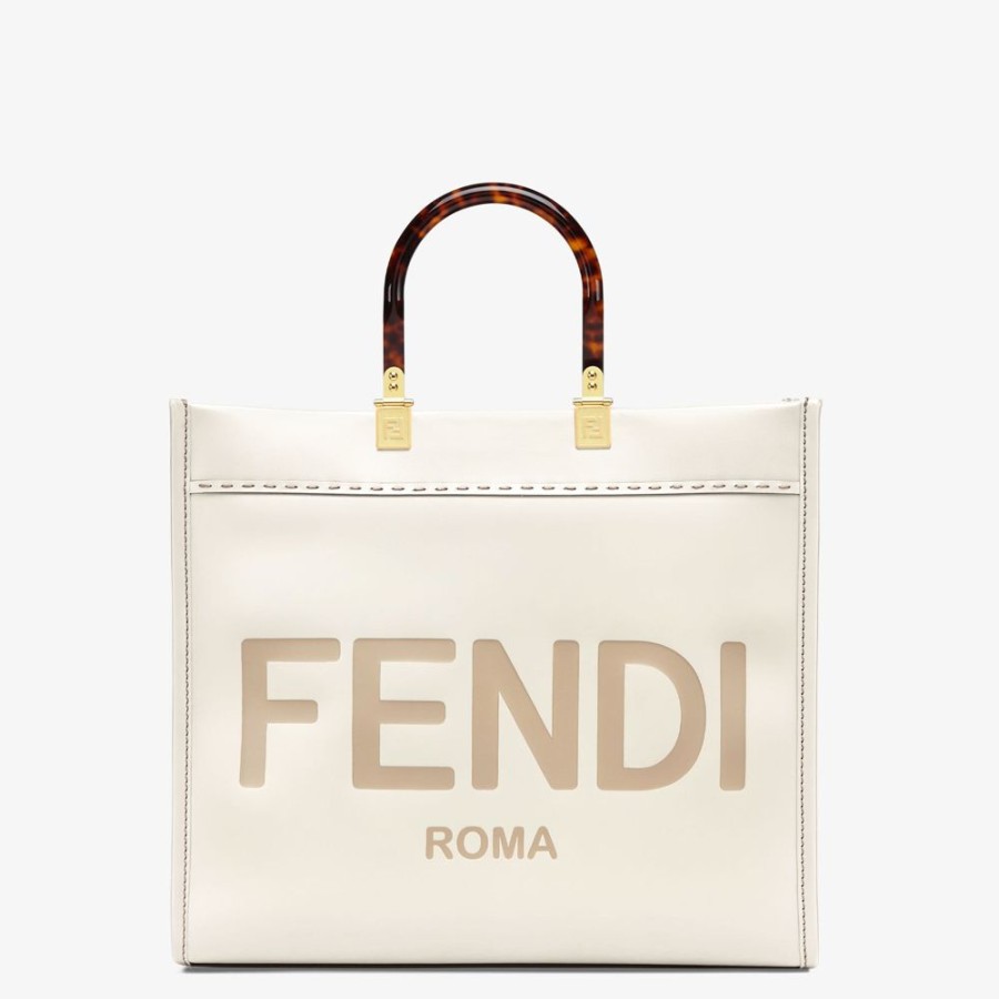 Damen Fendi Shopper-Taschen | Shopper Aus Leder In Weis