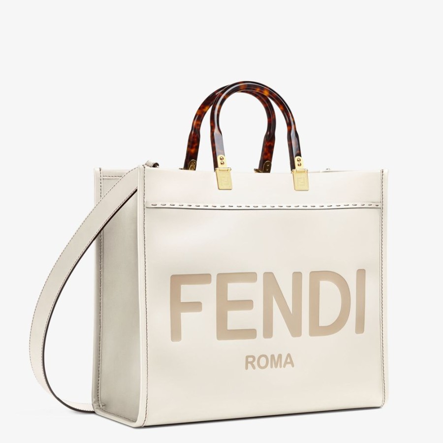 Damen Fendi Shopper-Taschen | Shopper Aus Leder In Weis