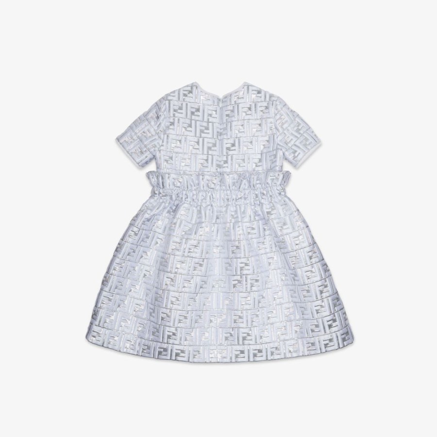 Kids Fendi Ready To Wear | Junior-Kleid Aus Jacquard In Silberfarben