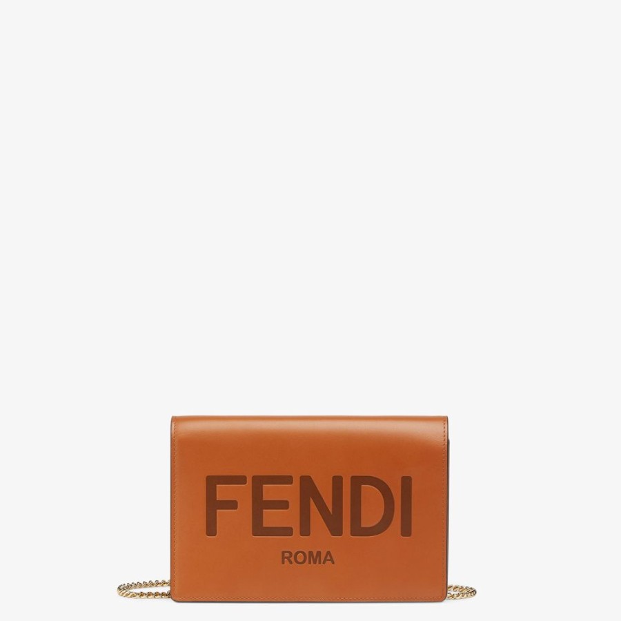 Damen Fendi Portemonnaies Mit Tragekette | Mini-Tasche Aus Leder In Braun