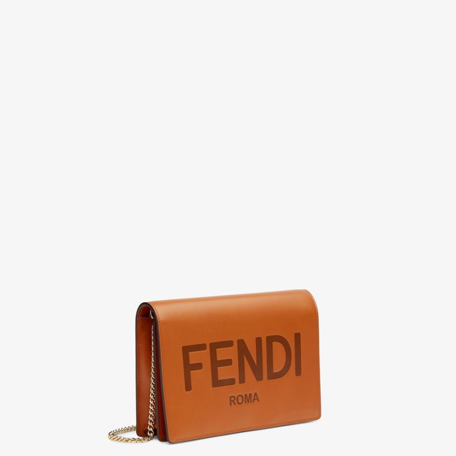 Damen Fendi Portemonnaies Mit Tragekette | Mini-Tasche Aus Leder In Braun