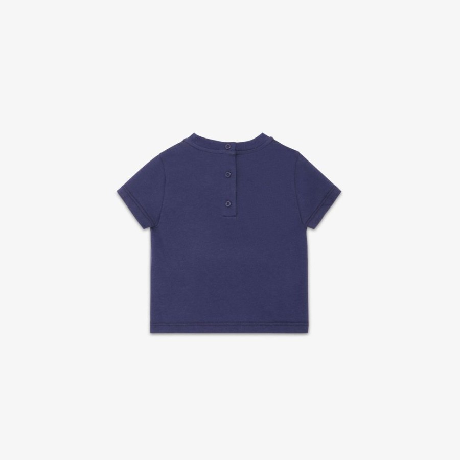 Kids Fendi Baby Madchen | Baby-T-Shirt Aus Jersey In Blau Mit Patch