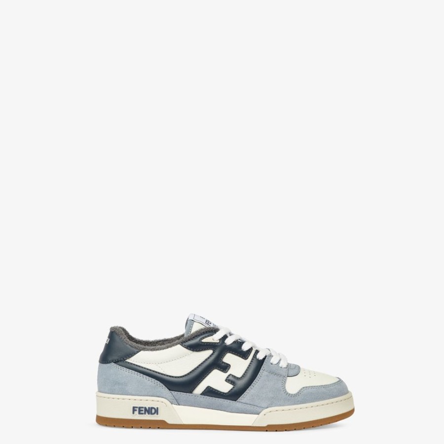 Herren Fendi Sneakers | Low-Top-Modell Aus Veloursleder In Hellblau